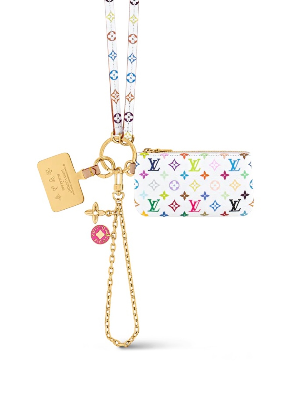 LOUIS VUITTON TAKASHI MURAKAMI PHONE HOLDER LVXTM W/CHAIN COIN PURSE & LANYARD